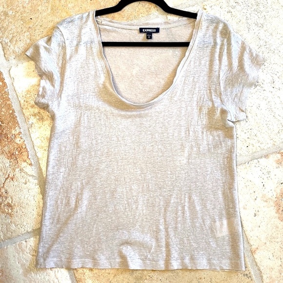 Express Tops - Express Linen Top Tee Shirt Womens M Scoop Neck Beach coastal Lagenlook Simple